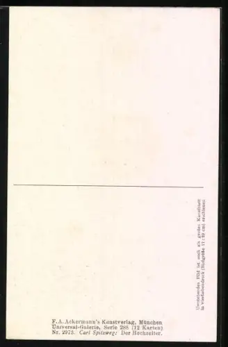 Künstler-AK Carl Spitzweg: Der ewige Hochzeiter, Galan reicht einer Dame einen Blumenstrauss