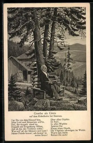 AK Goethe als Greis auf dem Kickelhahn