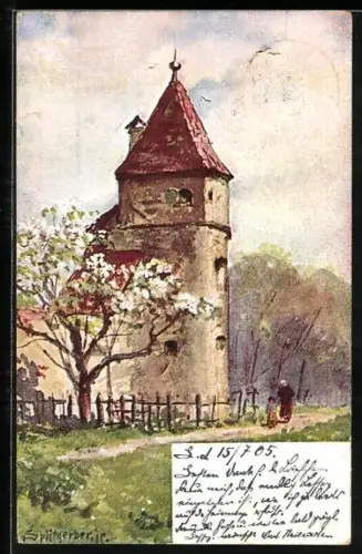 Künstler-AK August Splitgerber: Kloster im Frühling