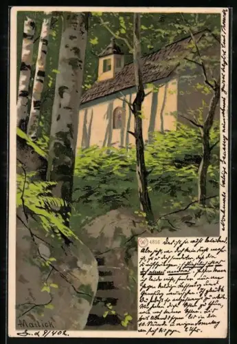 Künstler-AK Alfred Mailick: Kirche im Wald