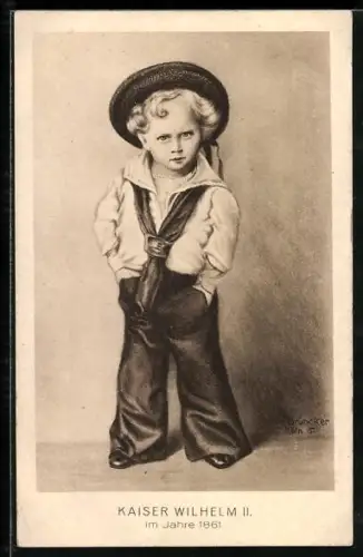 Künstler-AK Kaiser Wilhelm II. als Knabe im Jahre 1861, von Brüncker
