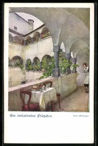 Künstler-AK Deutscher Schulverein Nr. 1288, Hans Götzinger: Ein einladendes Plätzchen