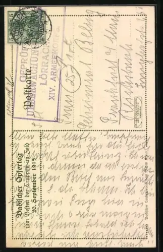 AK Zum 20. September 1915, Badischer Opfertag, Grossherzog Friedrich II. von Baden in Uniform