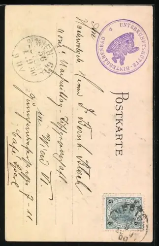 Lithographie Hinterbärenbad / Kaisertal, Ortspartie an der Kirche