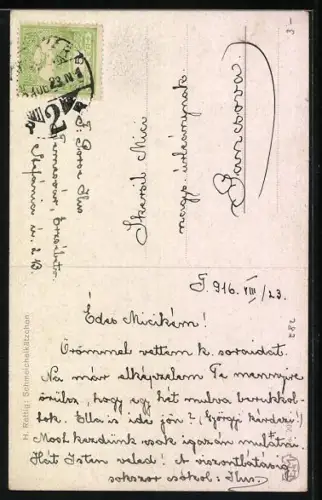 AK Mädchen spielt mit ihren Katzen