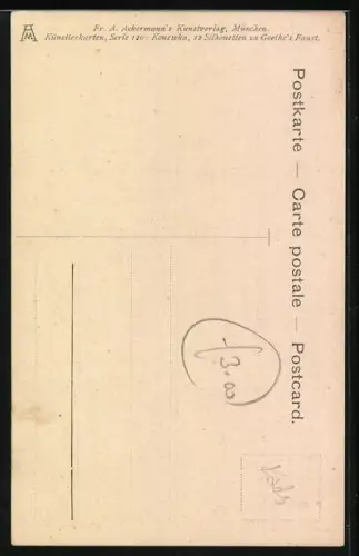 Künstler-AK Paul Konewka: Schattenschnitt, Faust, Entbehren sollst du