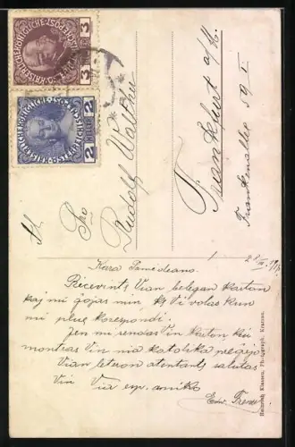 AK Chrastava-Kratzau, Teilansicht mit Kirche