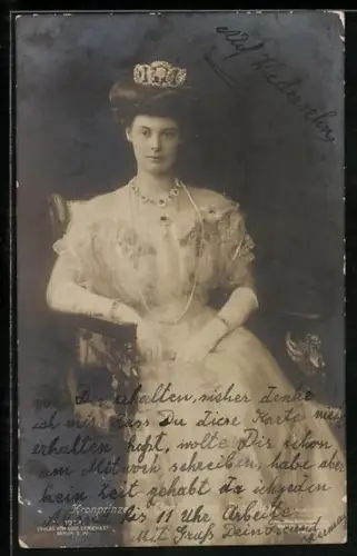 AK Kronprinzessin Cecilie von Preussen, Portrait mit Krone