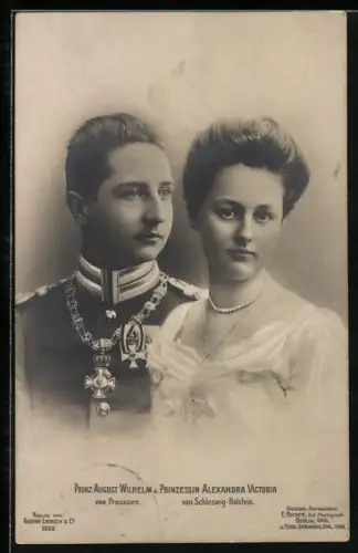 AK Portraits Prinz August Wilhelm von Preussen & Prinzessin Alexandra Victoria von Schleswig-Holstein