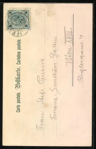 Künstler-Lithographie E. Döcker: Aus unseren Bergen, betagter Spaziergänger