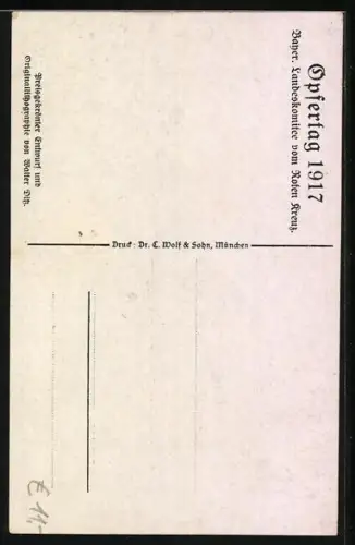 AK Rotes Kreuz, Kniende Frau, Opfertag