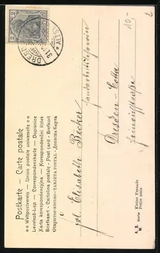 AK Mädchen mit Kätzchen auf dem Arm, Neujahrsgruss