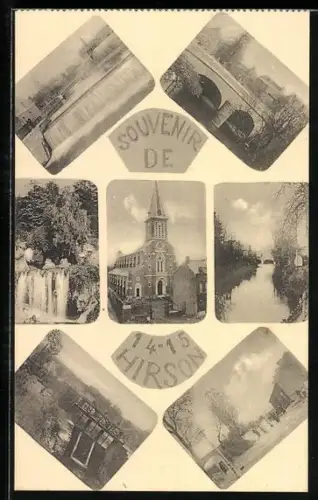 AK Hirson, an der Kirche, die Schleuse, an der Brücke