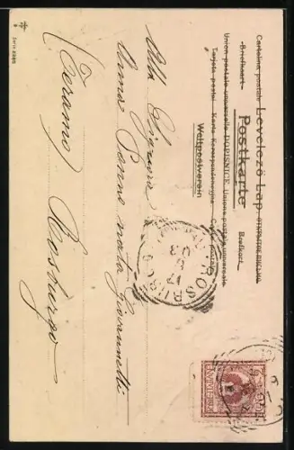 Lithographie Katze und Libelle