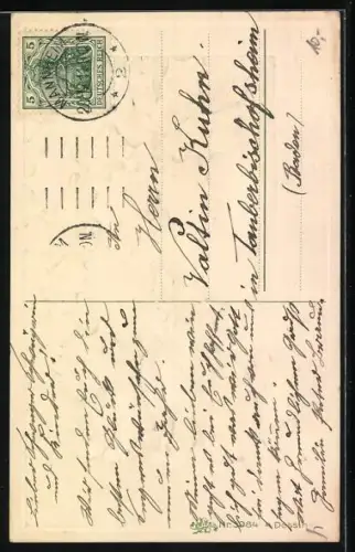 AK Drei kleine Katzen mit Mistelzweig, Neujahrsgruss