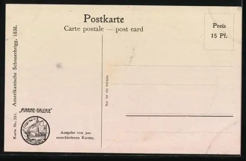 Künstler-AK Christopher Rave: Amerikanische Schonerbrigg um 1838 auf stürmischer See