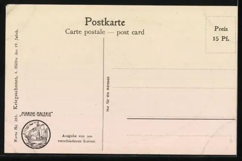 Künstler-AK Christopher Rave: Kriegsschoner, 19. Jh.