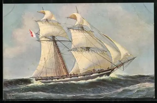 Künstler-AK Christopher Rave: Französische Brigg La Gazelle, 1822