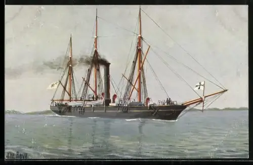 Künstler-AK Christopher Rave: Kriegsschiff Aviso Grille als Königl. Jacht, erbaut 1857