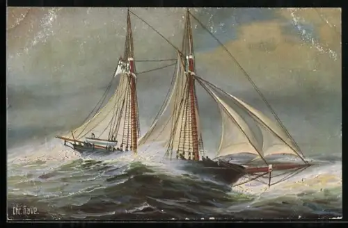 Künstler-AK Christopher Rave: Marine-Galerie, Karte Nr. 266, Deutscher Schoner Frauenlob