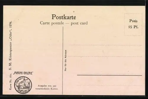 Künstler-AK Christopher Rave: SM Küstenpanzer Odin in Fahrt