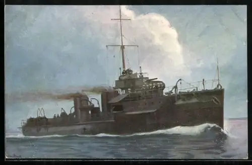 Künstler-AK Christopher Rave: Engl. Torpedobootzerstörer, 1904 /05