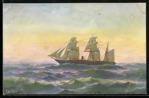 Künstler-AK Christopher Rave: Dampfer Borussia der HAI, 1856