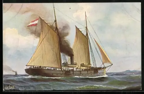Künstler-AK Christopher Rave: Kanonenboot von der Tann, 1849