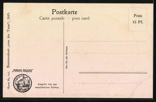 Künstler-AK Christopher Rave: Kanonenboot von der Tann, 1849