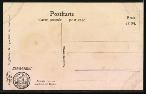 Künstler-AK Christopher Rave: Englisches Kriegsschiff, 16. Jh.