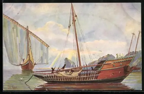 Künstler-AK Christopher Rave: Küstensegler, Arabien, 19. Jh.