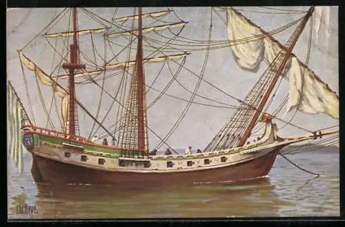 Künstler-AK Christopher Rave: Portugiesisches Handelsschiff aus dem 18. Jahrhundert