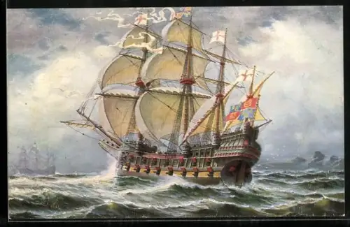 Künstler-AK Christopher Rave: Engl. Kriegsschiff Great Harry, 1555