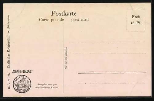 Künstler-AK Christopher Rave: Englisches Kriegsschiff im 16. Jahrhrundert auf hoher See