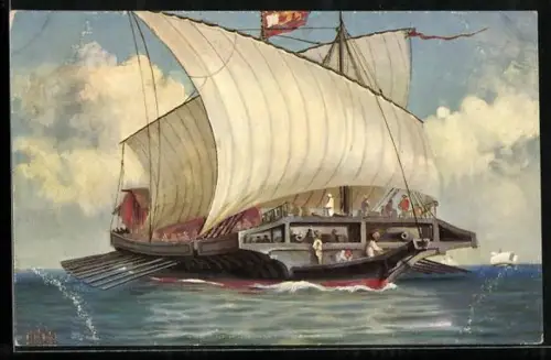 Künstler-AK Christopher Rave: Venezianische Galeere im 15. Jahrhundert auf ruhiger See