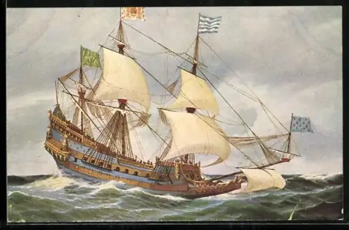 Künstler-AK Christopher Rave: Französisches Kriegsschiff Zweidecker La couronne, 1667