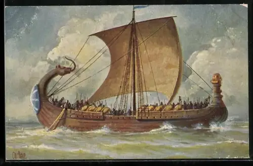 Künstler-AK Christopher Rave: Französiches Kriegsschiff aus dem 10. Jahrhundert