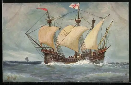 Künstler-AK Christopher Rave: Mittelmeer-Segelschiff, 15, Jh.