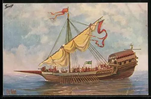 Künstler-AK Christopher Rave: Türkische Galeere in Fahrt, 17. Jahrhundert