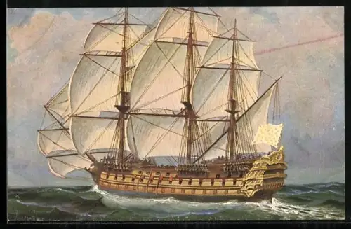 Künstler-AK Christopher Rave: Französisches Linienschiff  le Sans pareil um 1770