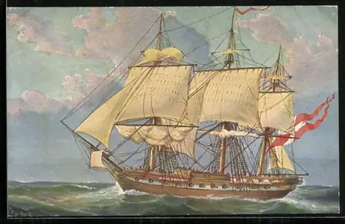 Künstler-AK Christopher Rave: Dänische Fregatte, 18. Jahrh.