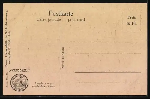 Künstler-AK Christopher Rave: Franz. Linienschiffe in Schlachtordnung, Anfang des 19. Jahrhunderts