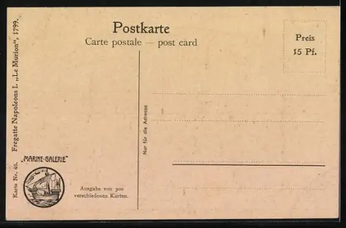 Künstler-AK Chr. Rave: Fragatte Napoleons I. Le Muiron 1799 auf See