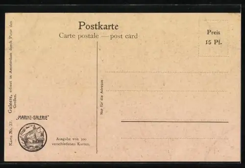 Künstler-AK Christopher Rave: Galeere, erbaut in Amsterdam durch Peter den Grossen