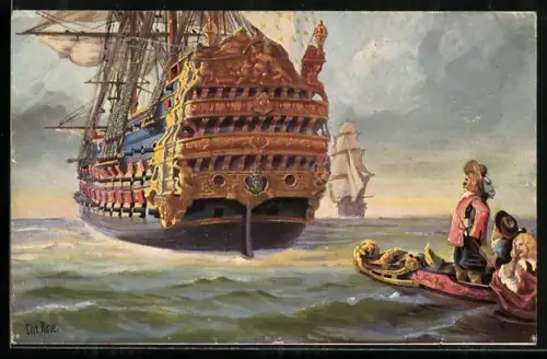 Künstler-AK Christopher Rave: Marine-Galerie: französischer Dreidecker Le royal Louis, 17. Jahrhundert
