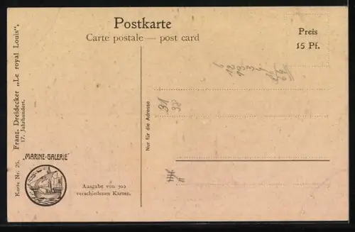 Künstler-AK Christopher Rave: Marine-Galerie: französischer Dreidecker Le royal Louis, 17. Jahrhundert