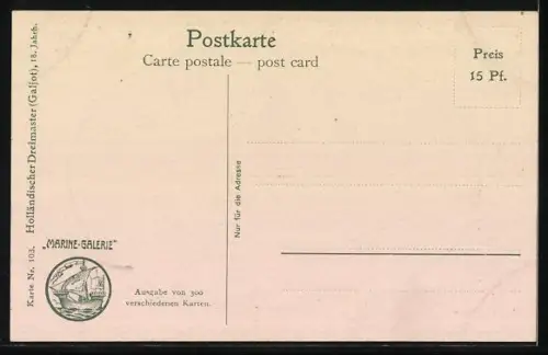 Künstler-AK Christopher Rave: Holländische Dreimaster Galjot aus dem 18. Jahrhundert