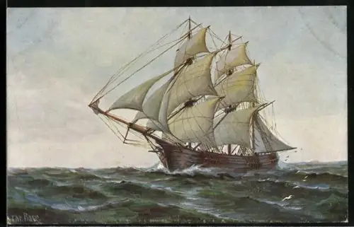 Künstler-AK Christopher Rave: Marine-Galerie, Karte Nr. 267, Dreimast-Galiot Das Jubelfest Junius 19., 1839