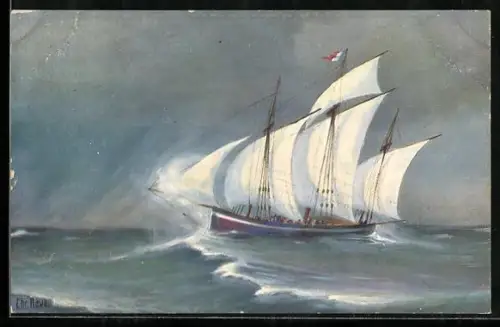 Künstler-AK Christopher Rave: Französischer Lugger, 19. Jh.
