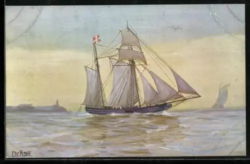 Künstler-AK Christopher Rave: Dänische Galeasse, um 1840